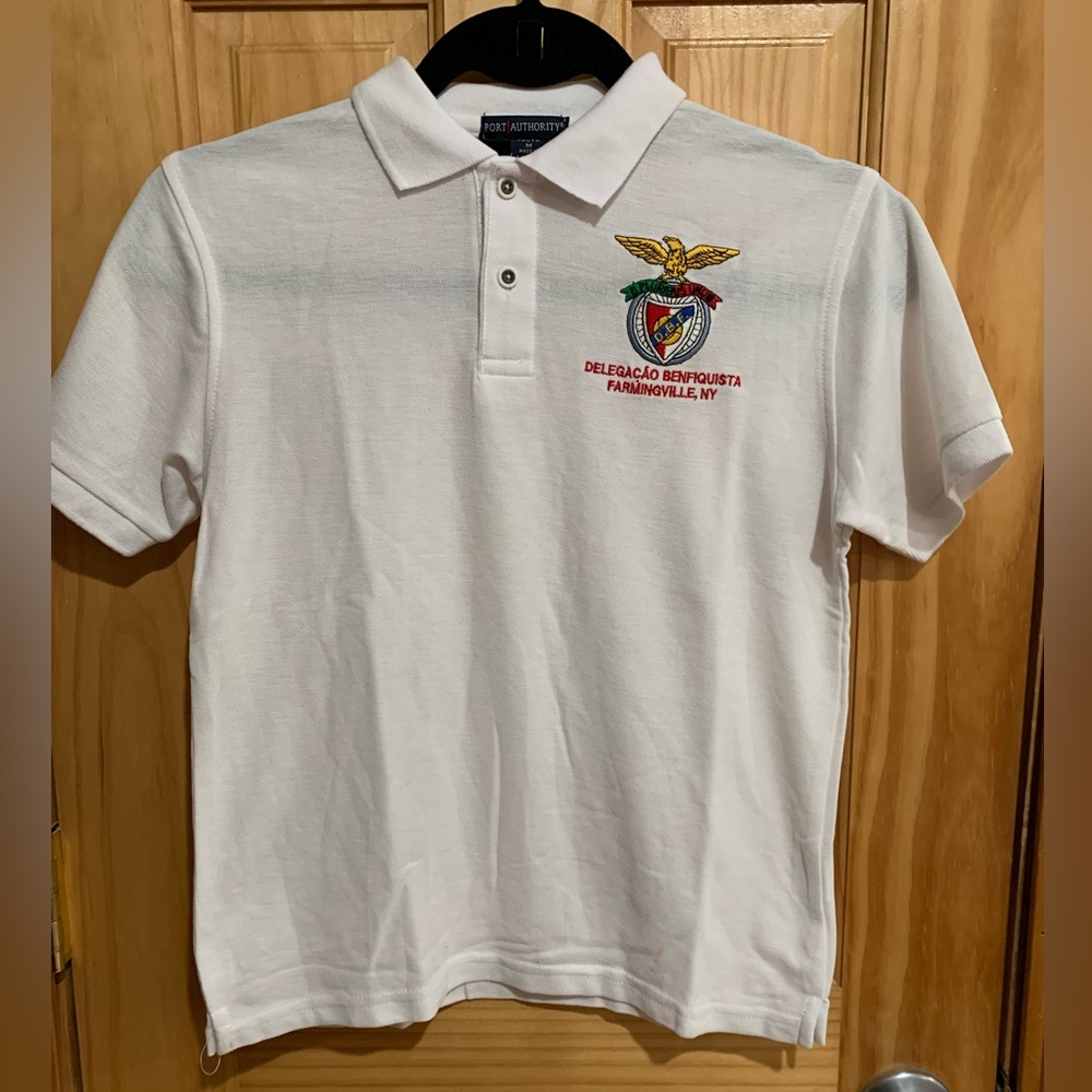 🖤5 for $20- Port Authority Boys Youth M Short Sleeve Polo Shirt white